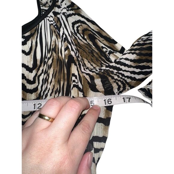 MUSE for Boston Proper One Shoulder Accordion Pleated Animal Dress Sz 14 - Picture 5 of 7